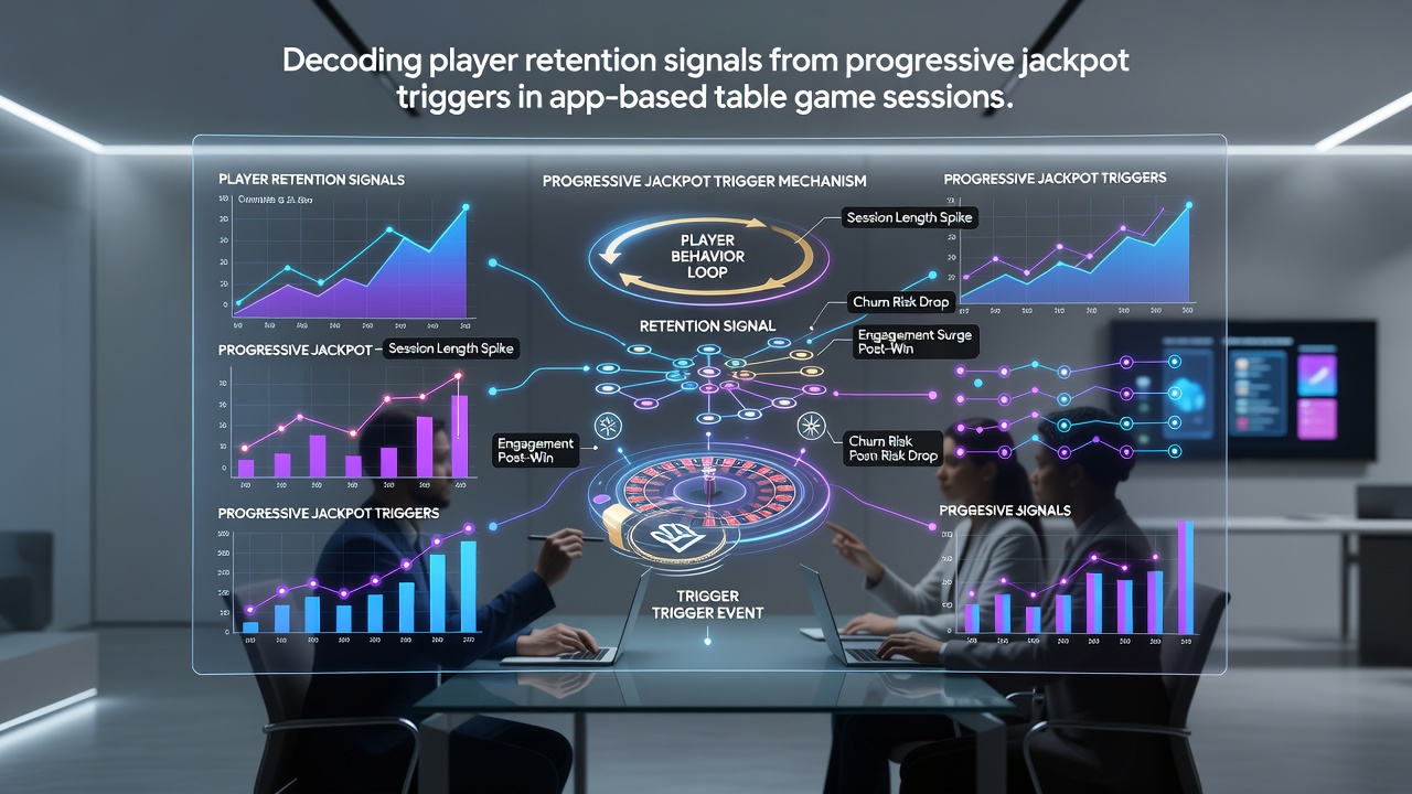 Data visualization of retention signals following jackpot triggers in mobile table games